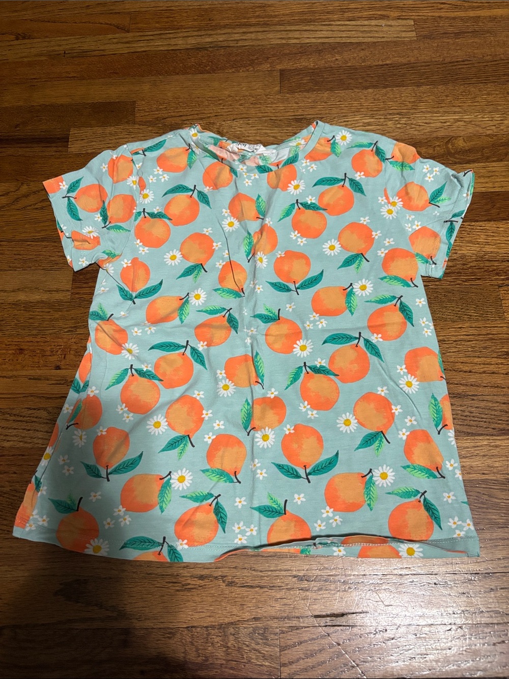H&M girls peach and flower short sleeve t-shirt 8-10